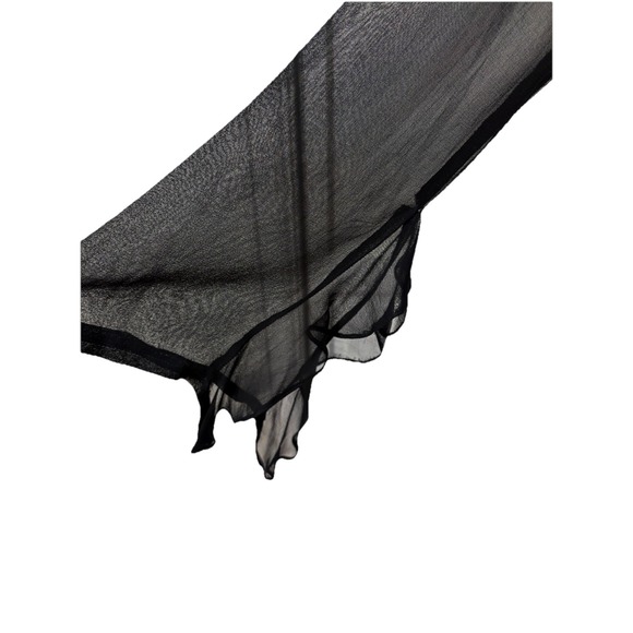 Vtg 90s Sheer Black Duster Floral Embroidered Ruffled Sleeves Sz M Whimsigoth Bo - Picture 7 of 8